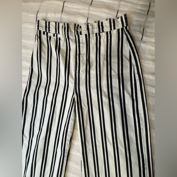 🖤 REFORMATION Logan Ultra High Rise Wide Leg Jeans, Black & White "PA Stripe" - Picture 13 of 14
